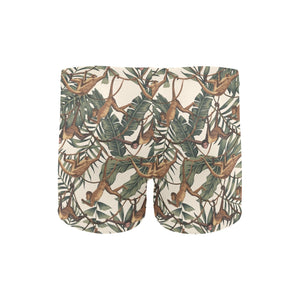 Monkey tropical leaves background Men's Swimming Trunks