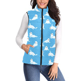 Cute sea lion seal pattern background Women's Padded Vest