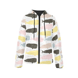 Whale dot pattern Women's Padded Hooded Jacket