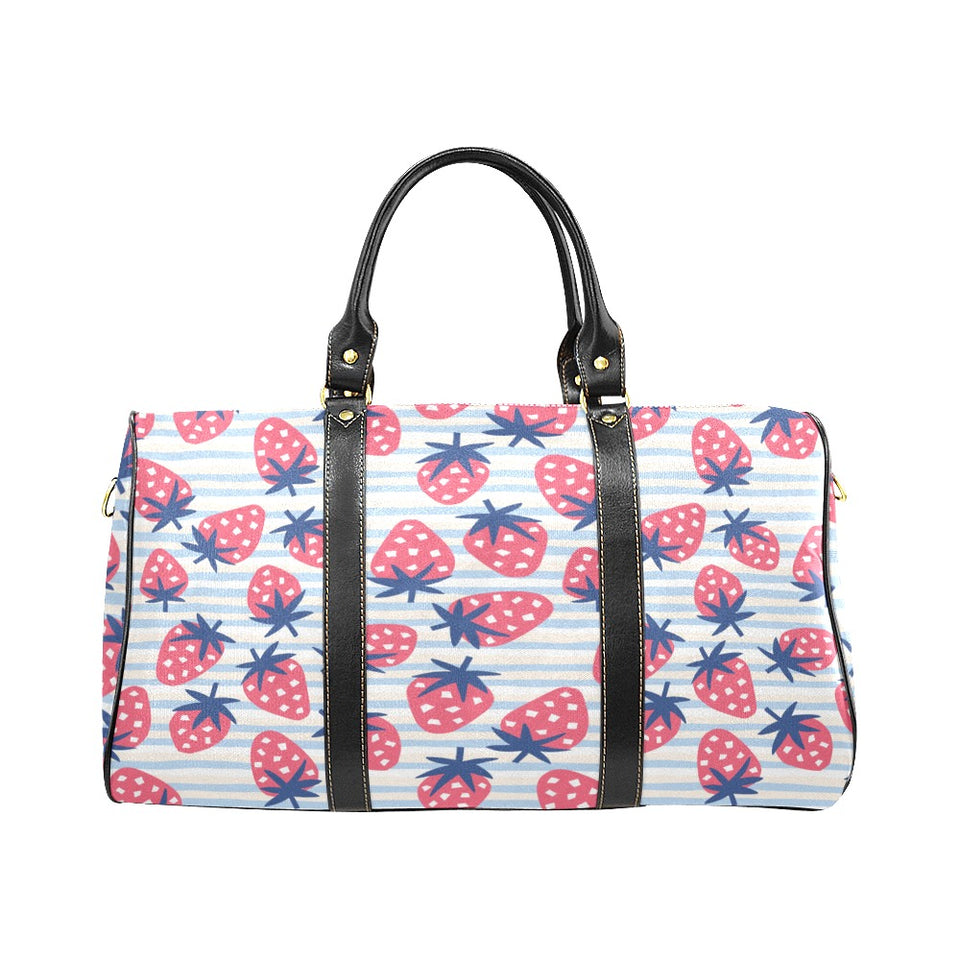 Strawberry pattern blue lines background Travel Bag