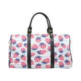 Strawberry pattern blue lines background Travel Bag