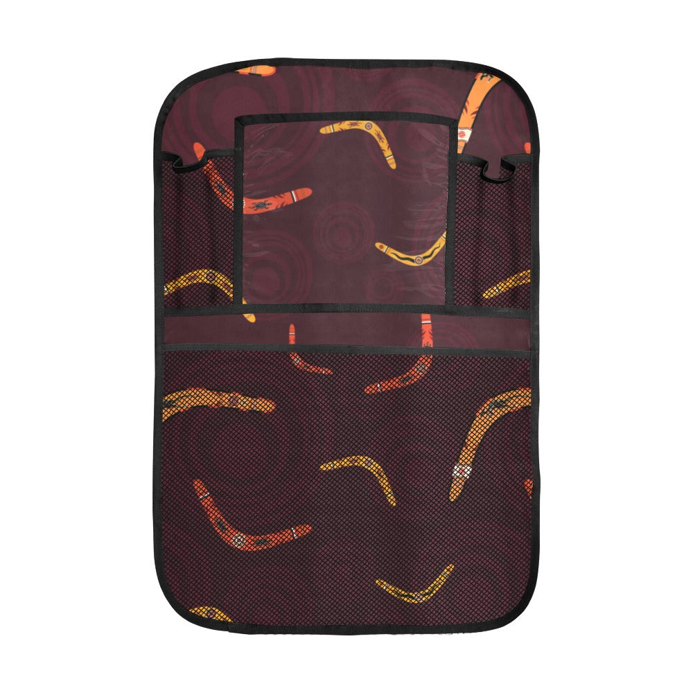 Boomerang Australian aboriginal ornament circle bl Car Seat Back Organizer