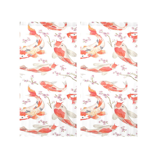 Watercolor Koi Fish Carp Fish pattern Gauze Curtain