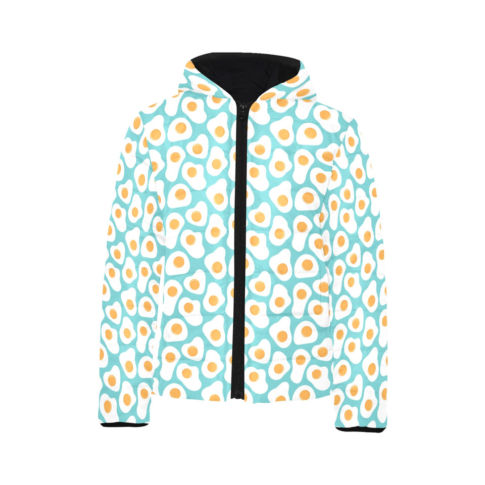 Fried Eggs Pattern Print Design 04 Kids' Boys' Girls' Padded Hooded Jacket