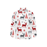 Deer tree snowflakes chrismas pattern Men's Long Sleeve Polo Shirt
