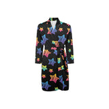 Colorful star pattern Men's Long Sleeve Belted Night Robe