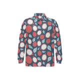 dragon fruits dark blue background Men's Long Sleeve Polo Shirt