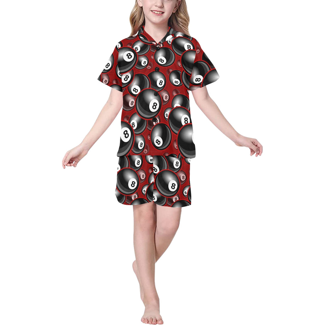 Billiard Ball Pattern Print Design 05 Kids' Boys' Girls' V-Neck Short Pajama Set