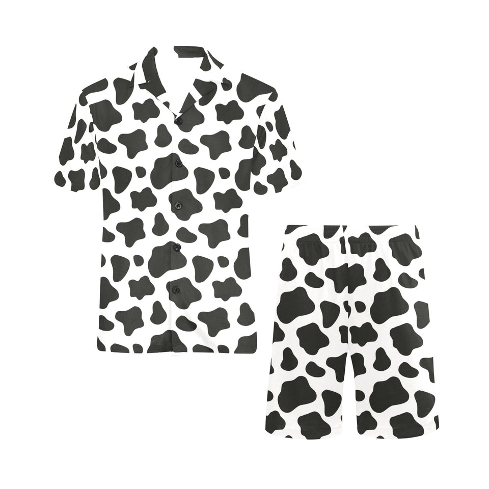 Cow skin pattern Men's V-Neck Short Pajama Set