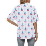 Sailboat anchor pattern Women's All Over Print Hawaiian Shirt