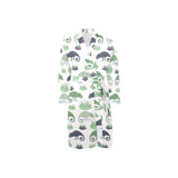 Chameleon lizard succulent plant pattern Men's Long Sleeve Belted Night Robe