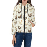 Cute rooster chicken cock Women's Padded Hooded Jacket