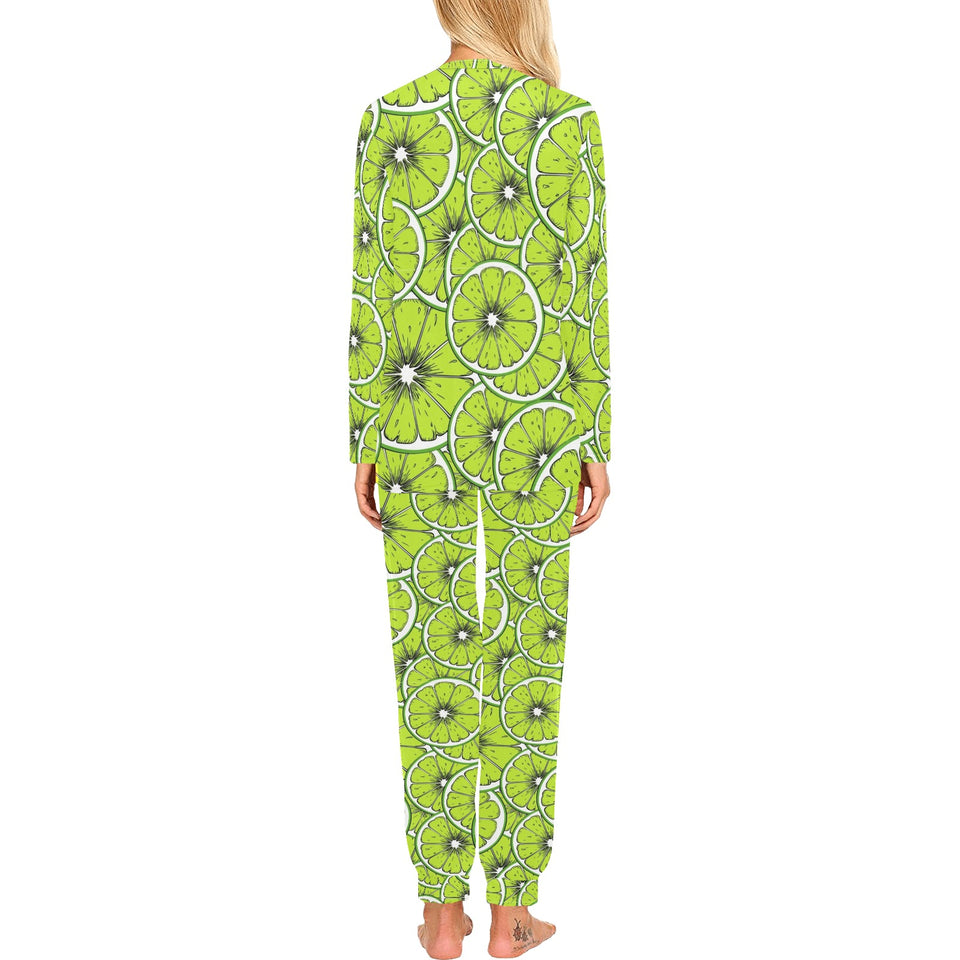 Slices of Lime design pattern Women's All Over Print Pajama Set