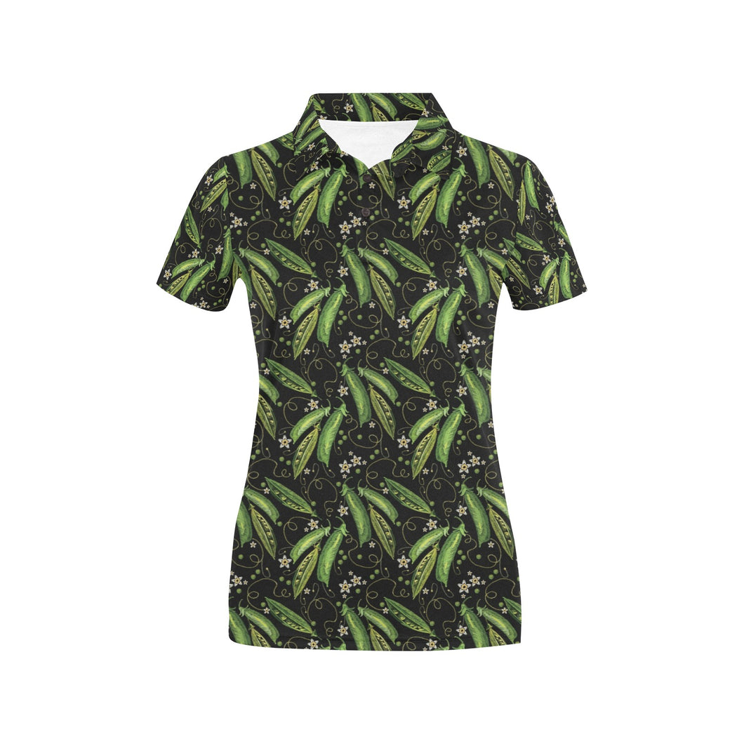 Green Peas Pattern Print Design 02 Women's All Over Print Polo Shirt