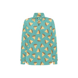 Sandwich Pattern Print Design 03 Women's Long Sleeve Polo Shirt