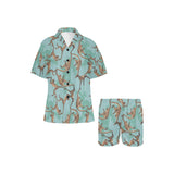 Monkey Palm tree background Women's V-Neck Short Pajama Set