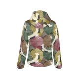 Japanese cranes flying forest dot pattern Women's Padded Hooded Jacket