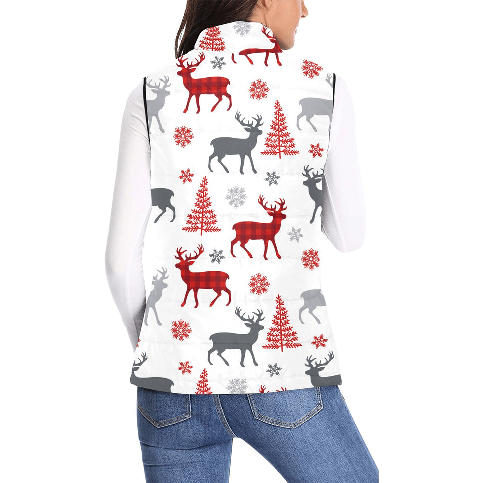 Deer tree snowflakes chrismas pattern Women's Padded Vest