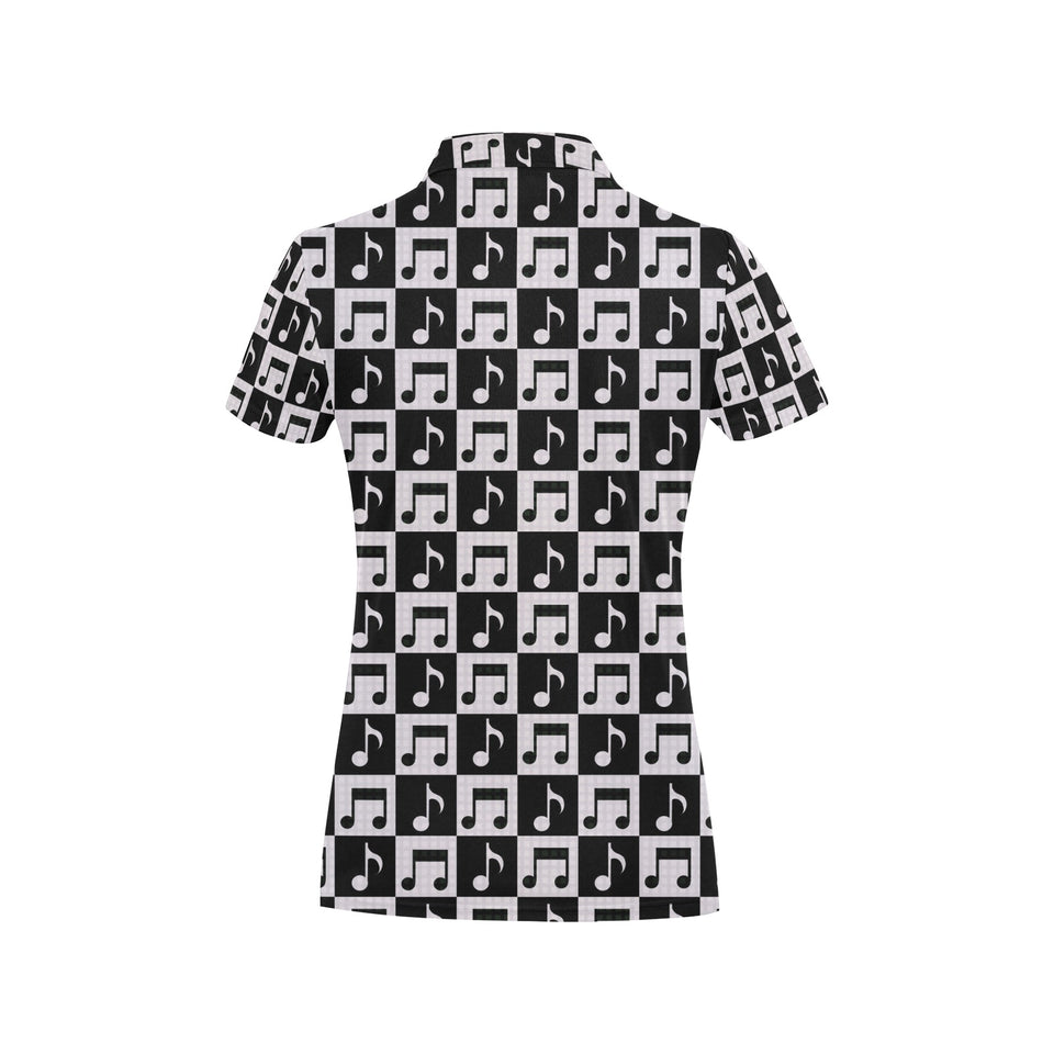 Music Notes Pattern Print Design 01 Women's All Over Print Polo Shirt