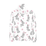 Watercolor cute rabbit pattern Men's Padded Hooded Jacket