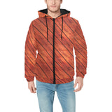 Wood Printed Pattern Print Design 03 Men's Padded Hooded Jacket