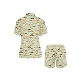 Mustache Beard Pattern Print Design 01 Women's V-Neck Short Pajama Set