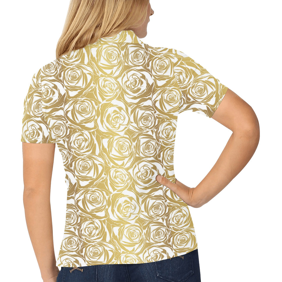 Rose Pattern Print Design 05 Women's All Over Print Polo Shirt