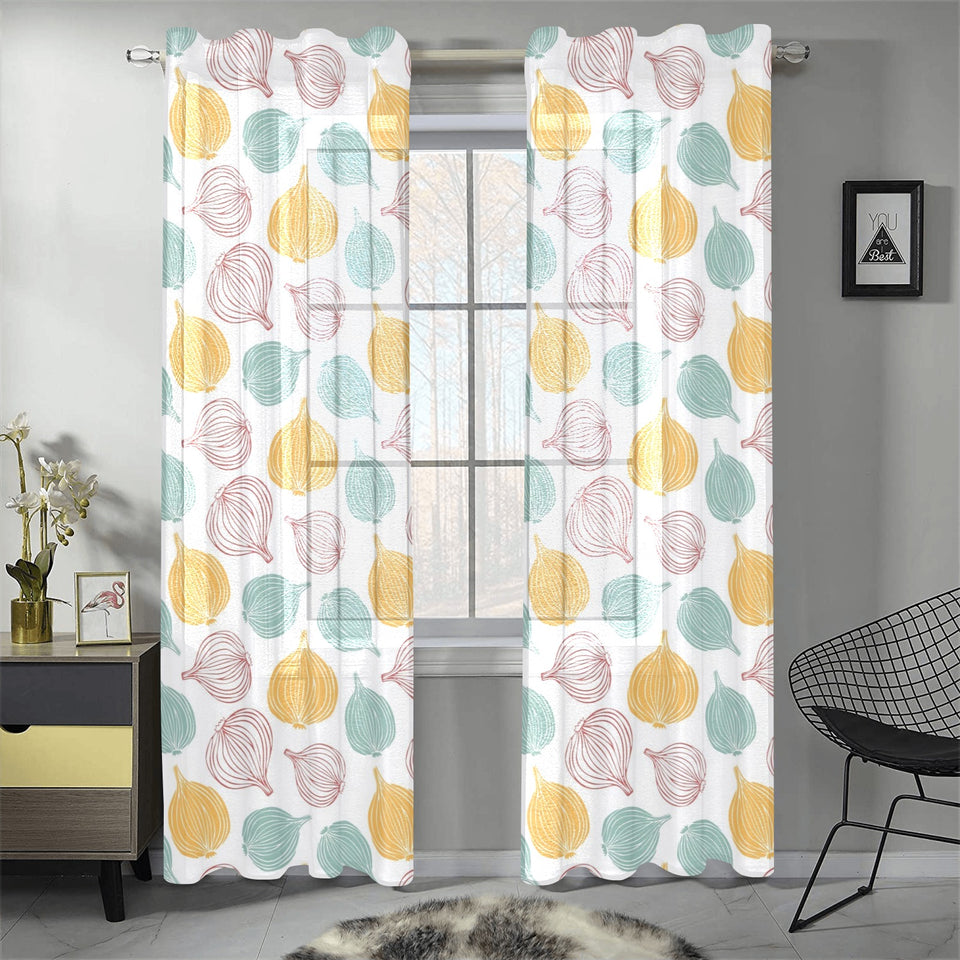 colorful onions white background Gauze Curtain
