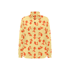 Goldfish Pattern Print Design 02 Women's Long Sleeve Polo Shirt