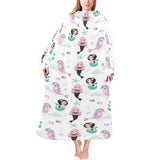 cute mermaid dolphin fish starfish pattern Blanket Robe with Sleeves