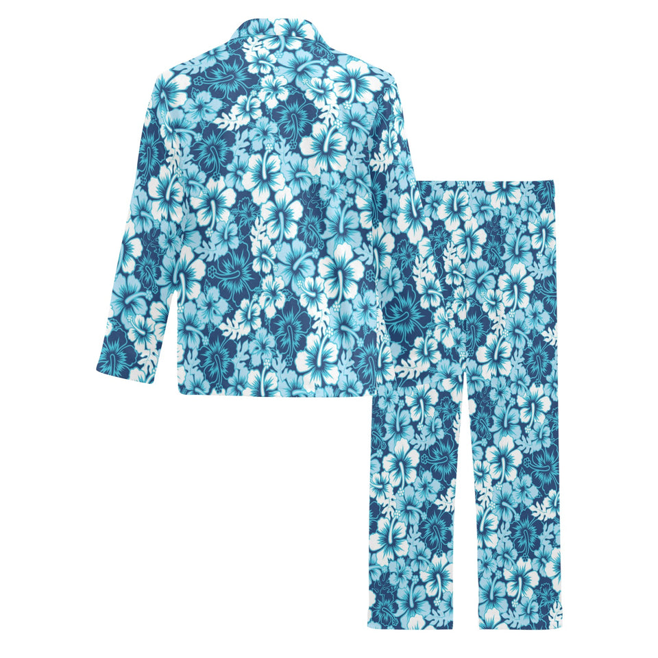Hibiscus Pattern Print Design 03 Men's Long Pajama Set