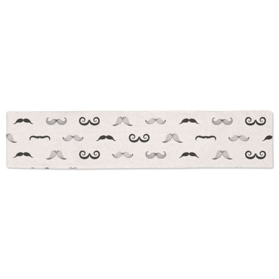 Mustache Beard Pattern Print Design 05 Table Runner