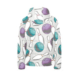 Bowling ball and pin gray background Kids' Boys' Girls' Padded Hooded Jacket