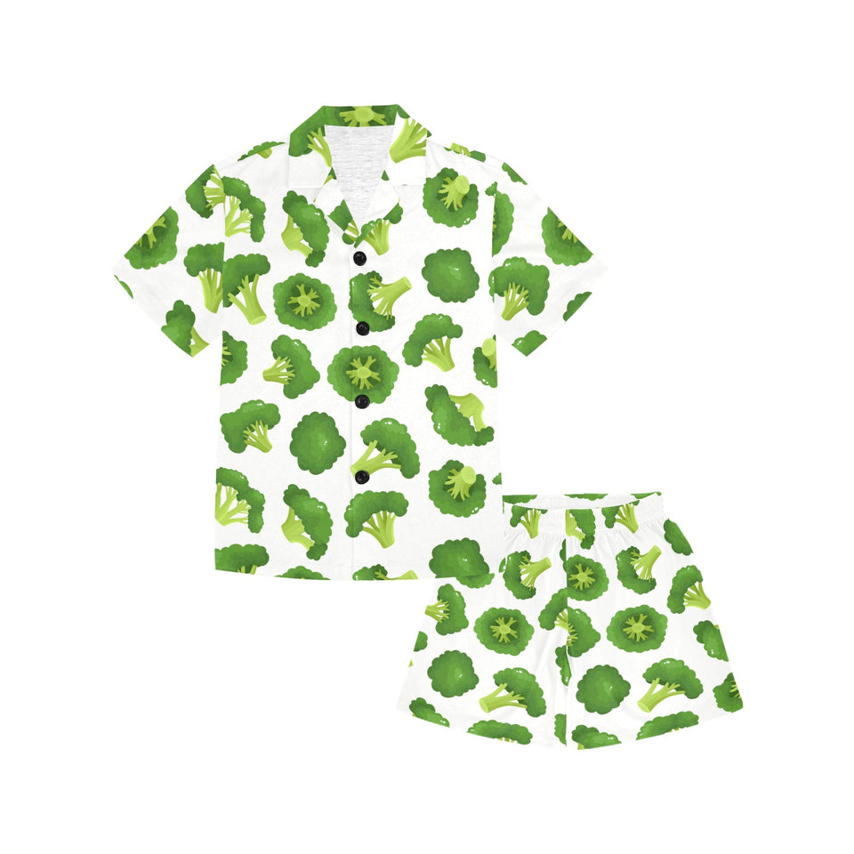 Cute broccoli pattern Kids' Boys' Girls' V-Neck Short Pajama Set