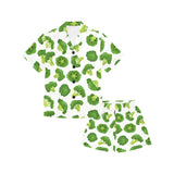 Cute broccoli pattern Kids' Boys' Girls' V-Neck Short Pajama Set
