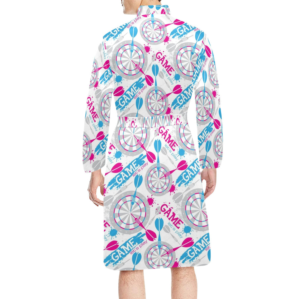 Darts Pattern Print Design 01 Men's Long Sleeve Belted Night Robe