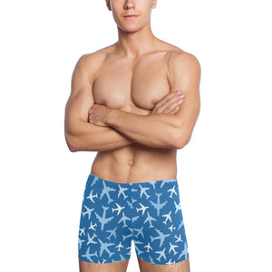 Airplane pattern in the sky Men's Swimming Trunks