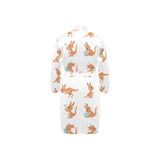 Cute Kangaroo pattern Men's Long Sleeve Belted Night Robe