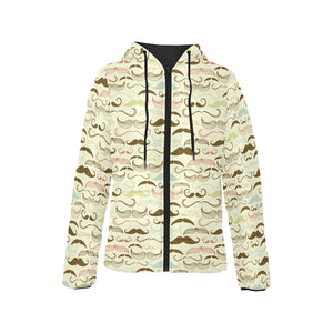 Mustache Beard Pattern Print Design 01 Women's Padded Hooded Jacket