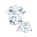Cute dolphins Childish Style pattern Kids' Boys' Girls' V-Neck Short Pajama Set