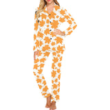 Orange Maple Leaf pattern Women's Long Pajama Set