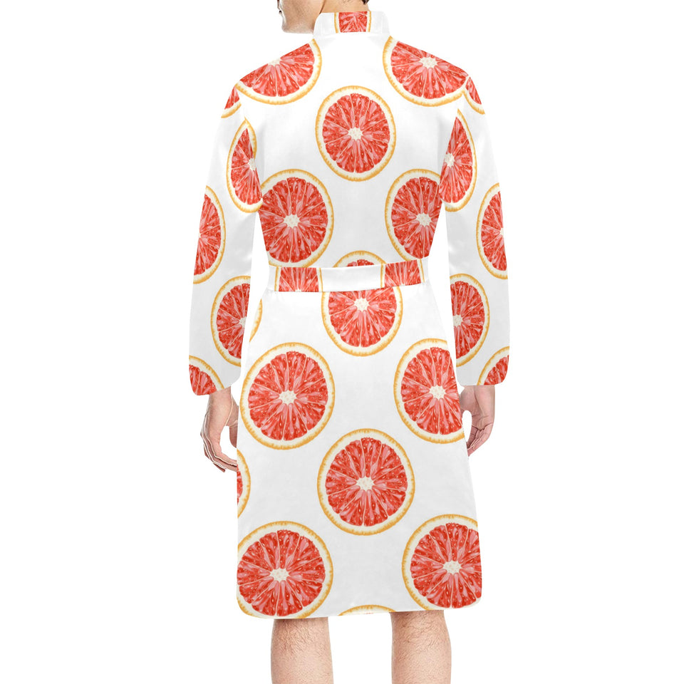 Grapefruit pattern Men's Long Sleeve Belted Night Robe