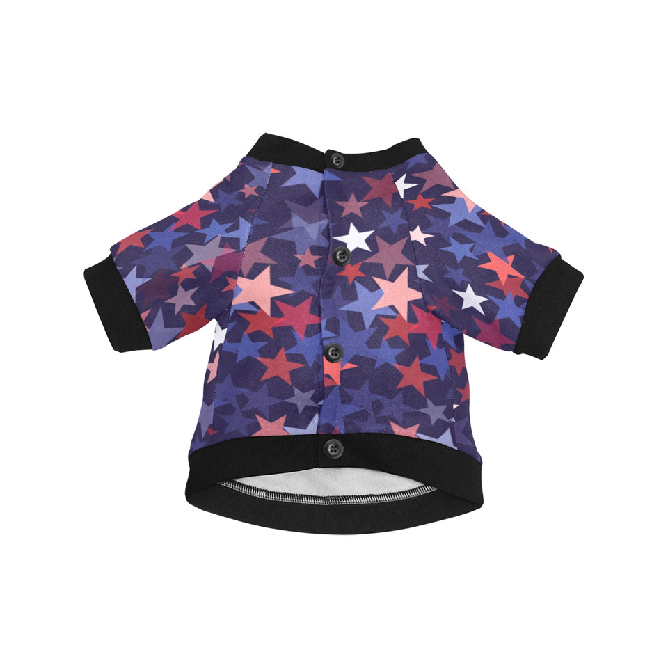 Red blue star pattern All Over Print Pet Dog Round Neck Fuzzy Shirt