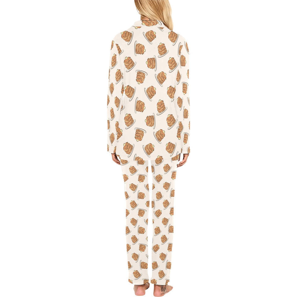 Pancake Pattern Print Design 01 Women's Long Pajama Set