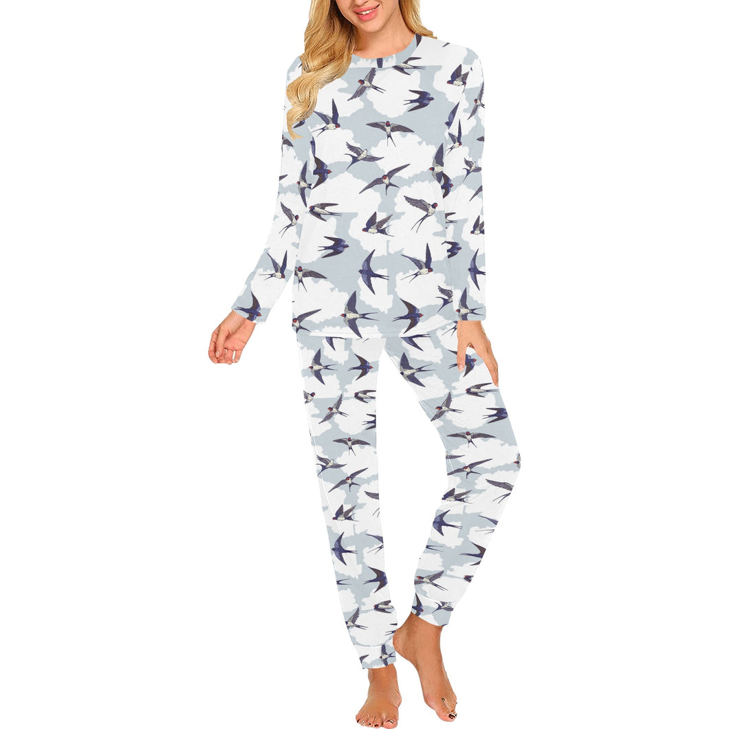 Swallow Pattern Print Design 05 Women's All Over Print Pajama Set