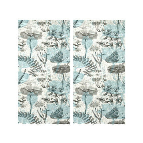 Dragonfly Butterfly Plants insect flower vintage s Gauze Curtain