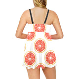 Grapefruit pattern Chest Sexy Pleated Two Piece Swim Dress
