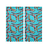 Boomerang Australian aboriginal ornament blue back Gauze Curtain