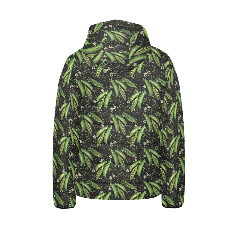 Green Peas Pattern Print Design 02 Kids' Boys' Girls' Padded Hooded Jacket