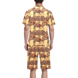 Camel polynesian tribal design pattern Men's V-Neck Short Pajama Set